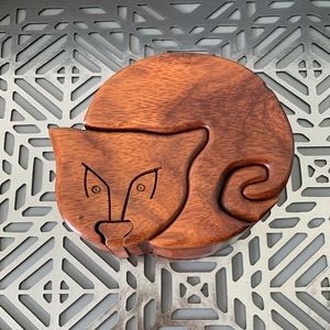 Wooden Cat Puzzle Box
